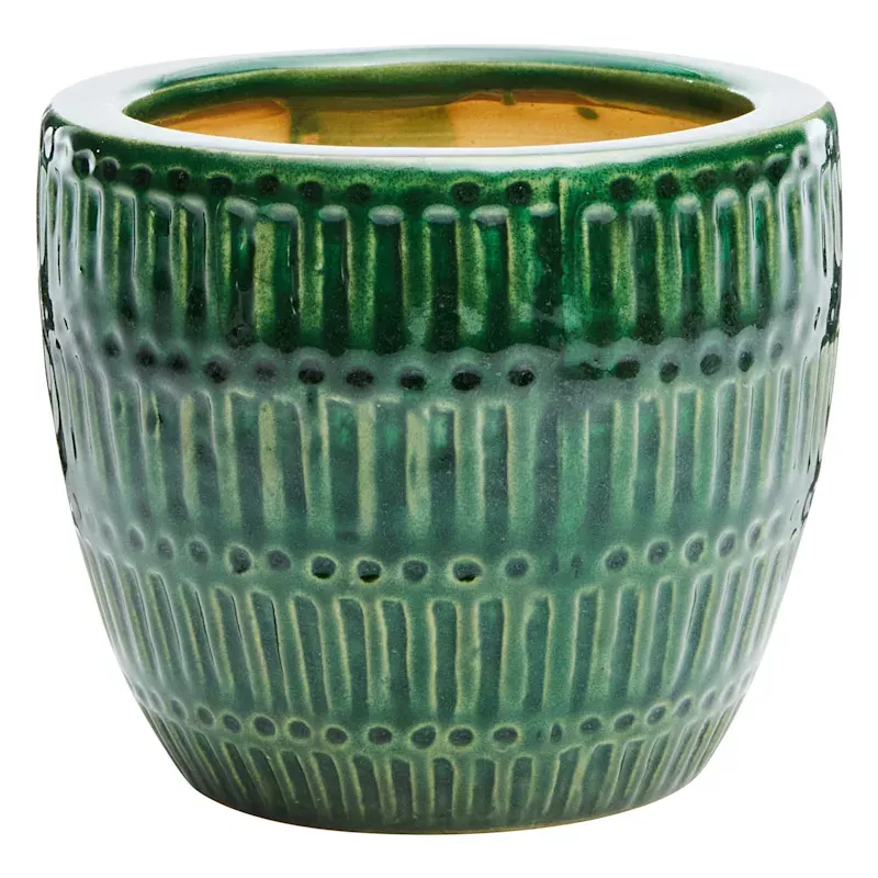 Indoor Green Glazed Ceramic Nico Pot, 5.1"