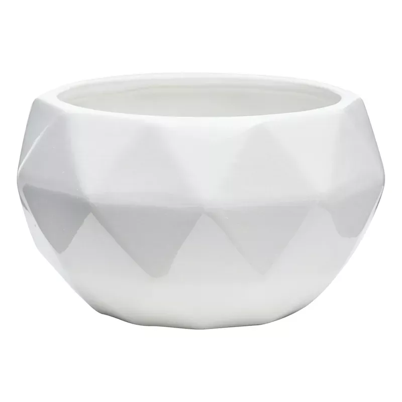 Indoor White Geometric Planter, 6.7"