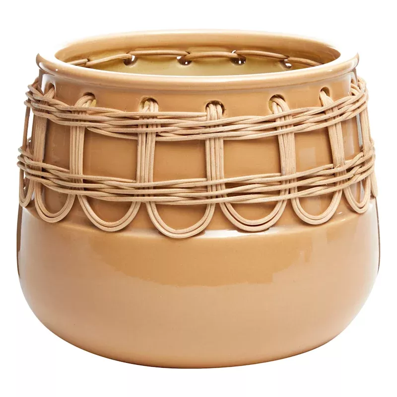 Indoor Woven Ceramic Pot, Medium