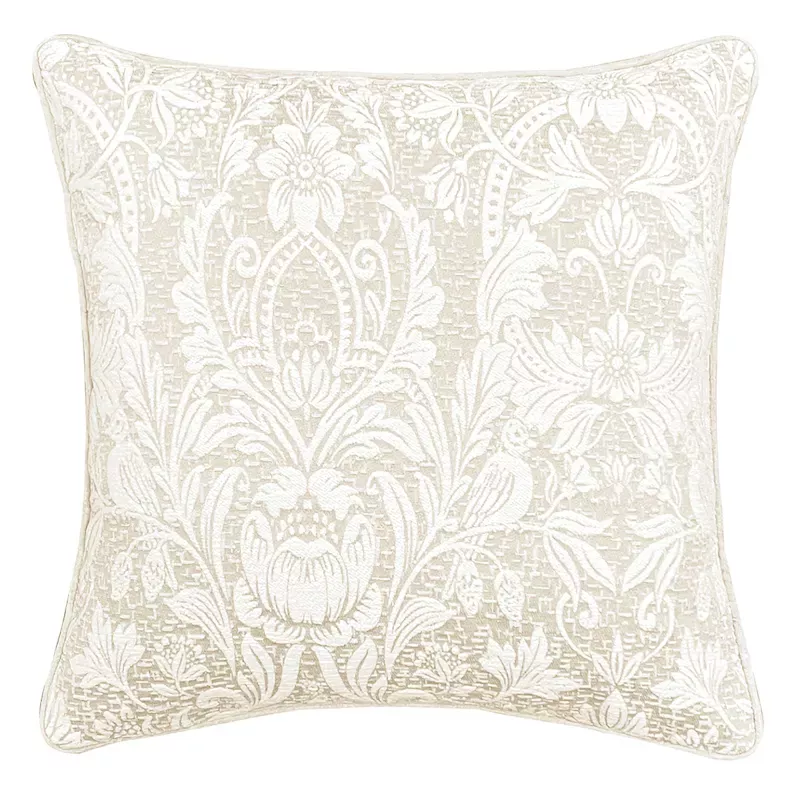 Ivory Floral Damask Throw Pillow, 18"
