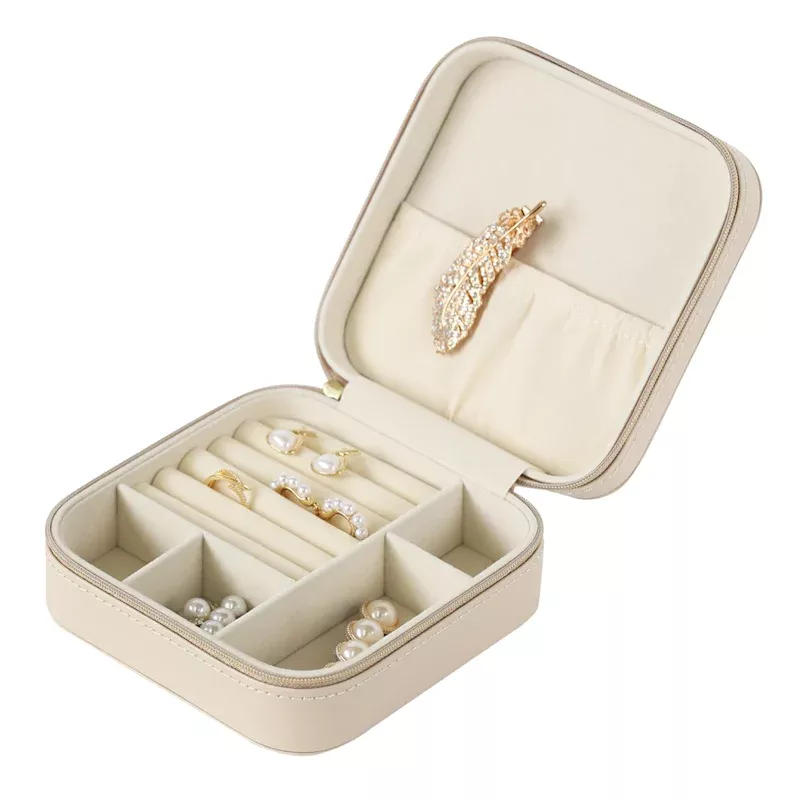 Jewelry Organizer with Zipper, Beige