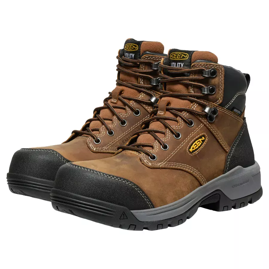 Keen Men's Evanston 6" Waterproof Carbon Toe Work Boots - Bison/Black