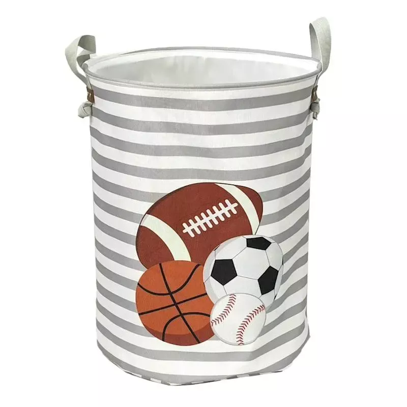 Kids Grey Stripe Sports Laundry Hamper