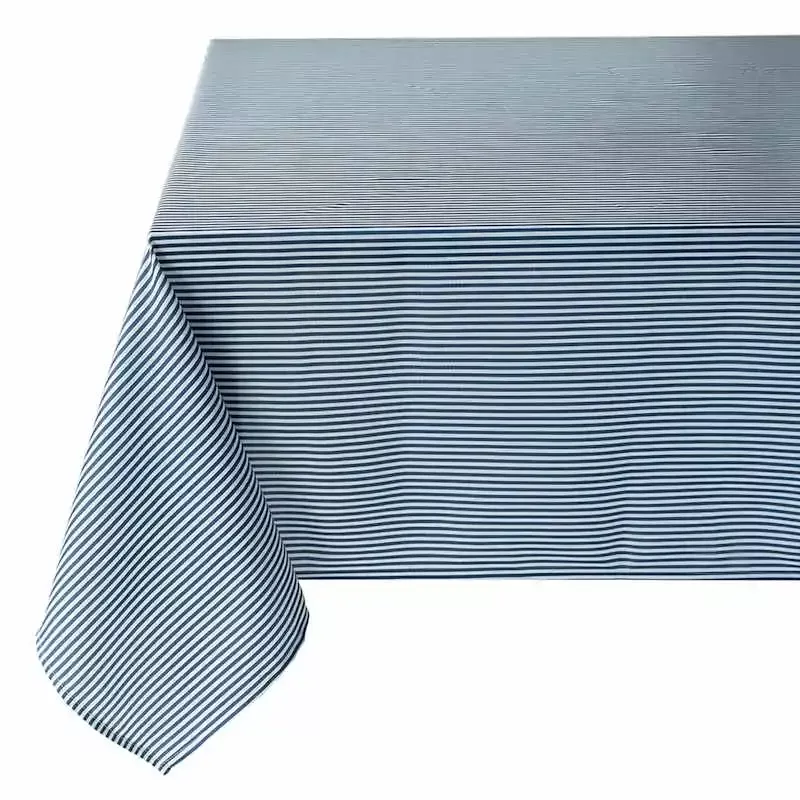 Lency Navy Striped Tablecloth, 60x84