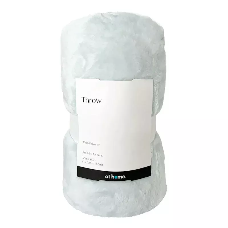Light Blue Microfiber Plush Throw Blanket, 50x60