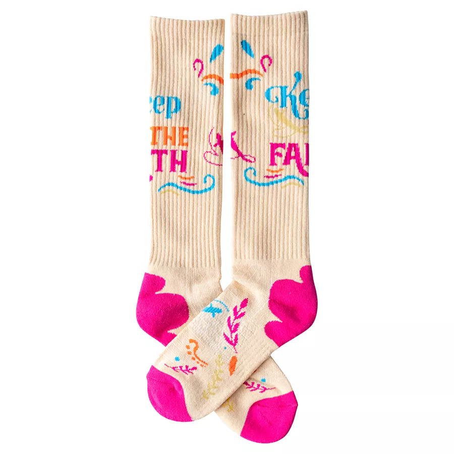 Lucky Chuck Women's Keep the Faith Performance Boot Socks - Cream - One Size Fits Most