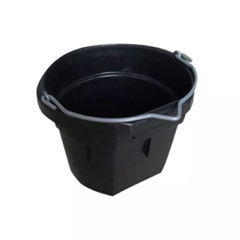 Master Rancher MR8QR/FSB-BLK 8-Quart Black Rubber Flat Back Sided Utility Bucket Pail – Quantity of 11