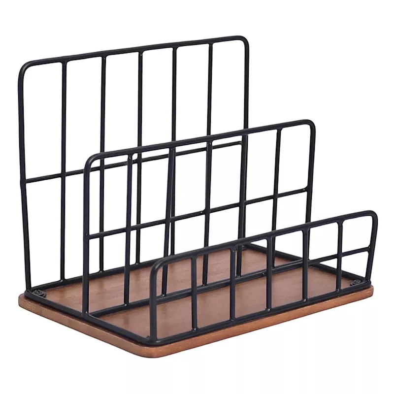 Matte Black Wire Wooden Letter Sorter