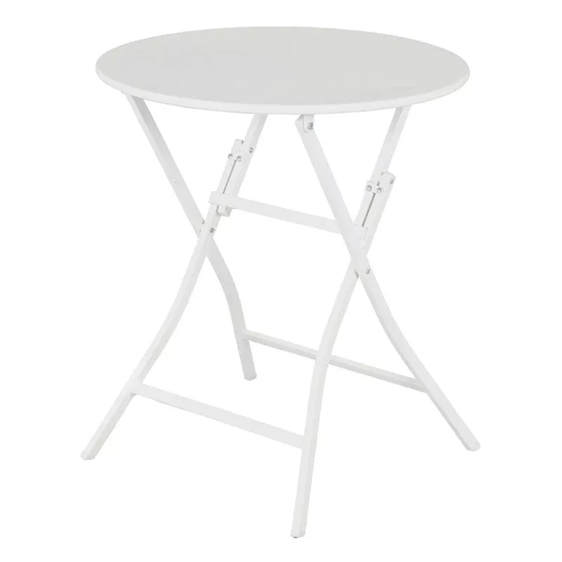 Metal Patio Folding Table, White
