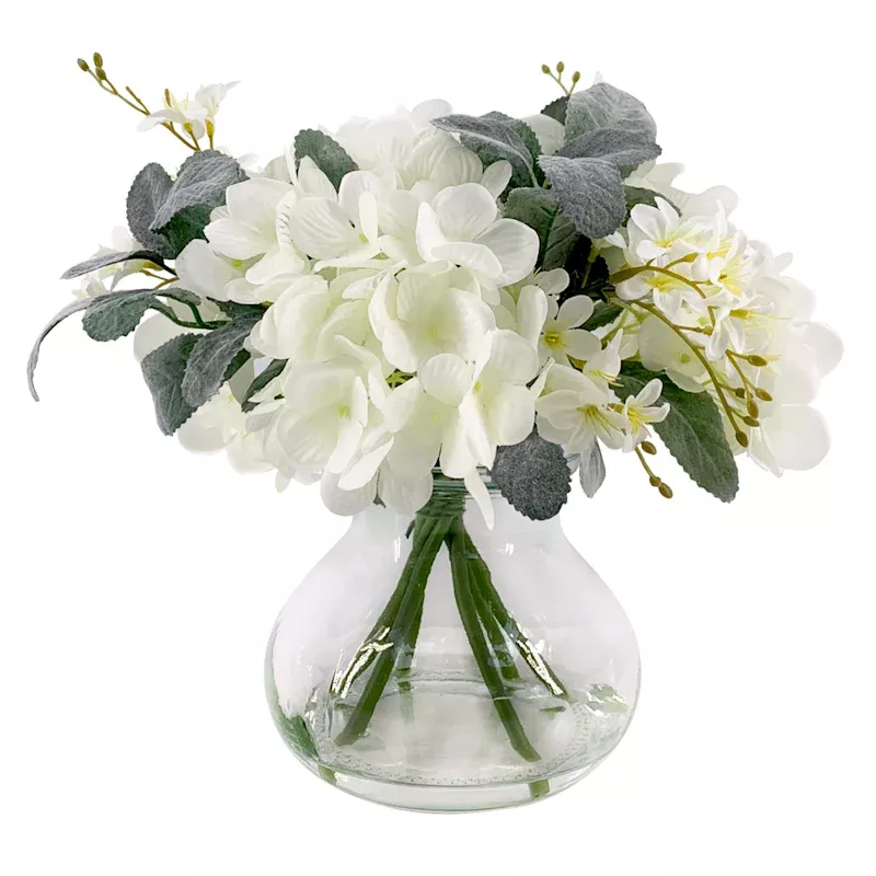 Mixed Flower Arrangement in Glass Vessel, 12"