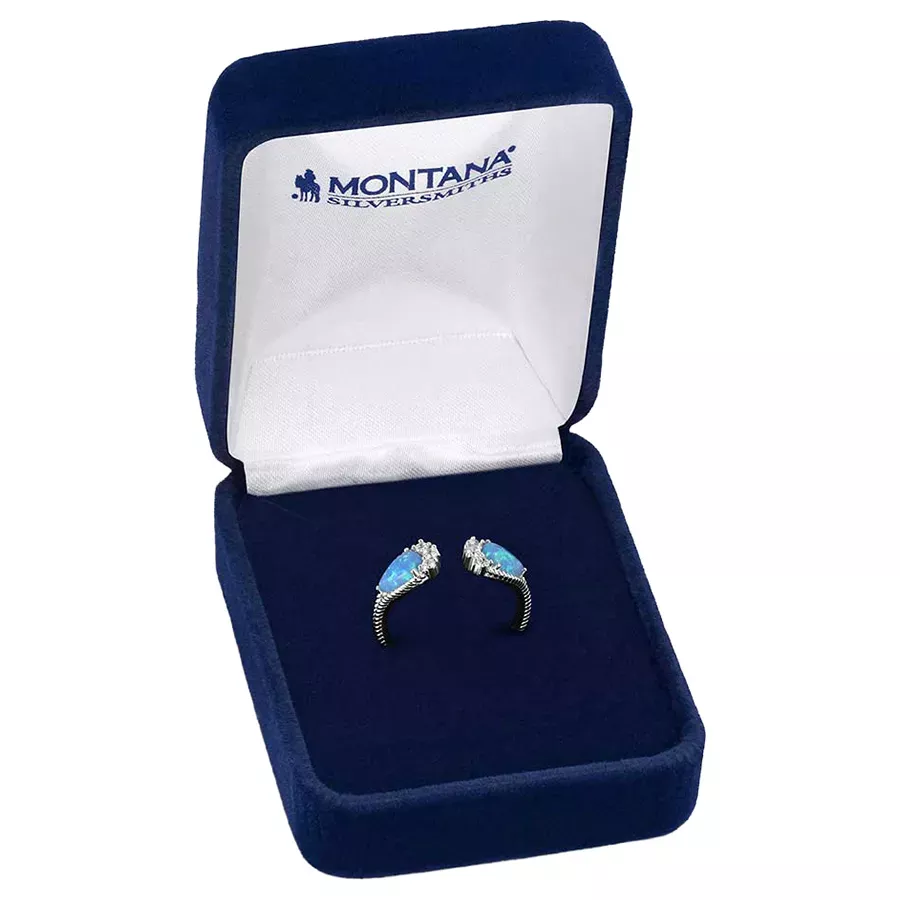 Montana Silversmiths Women's Blue Opal Flare Ring - Silver/Opal