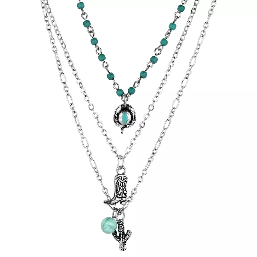Montana Silversmiths Women's Layers of the West Necklace - Silver/Turquoise
