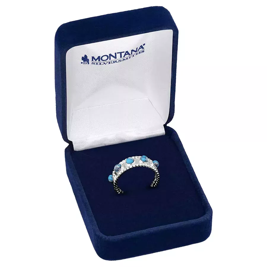 Montana Silversmiths Women's Pebbled Turquoise Wrap Ring - Silver/Turquoise