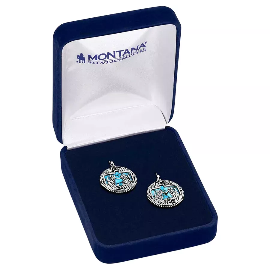 Montana Silversmiths Women's Strength of the Thunderbird Earrings - Silver/Turquoise