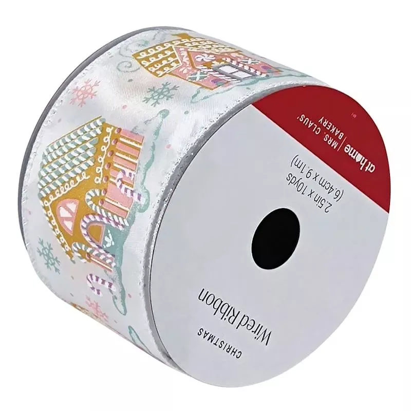 Mrs. Claus' Bakery 2.5" Gingerbread House Ribbon, 10yd