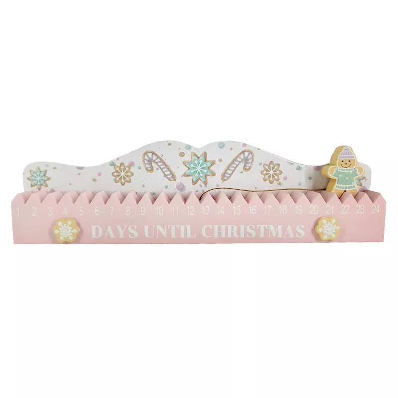 Mrs. Claus' Bakery Pink Gingerbread Advent Calendar, 14"