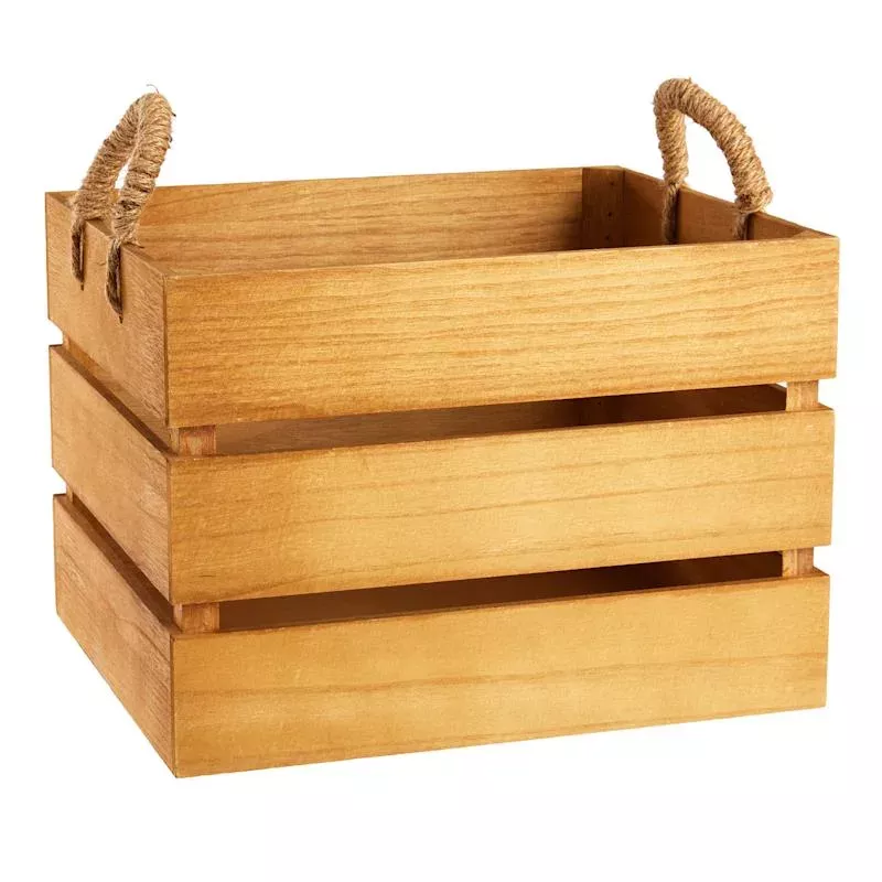Natural Wooden Storage Basket, Large