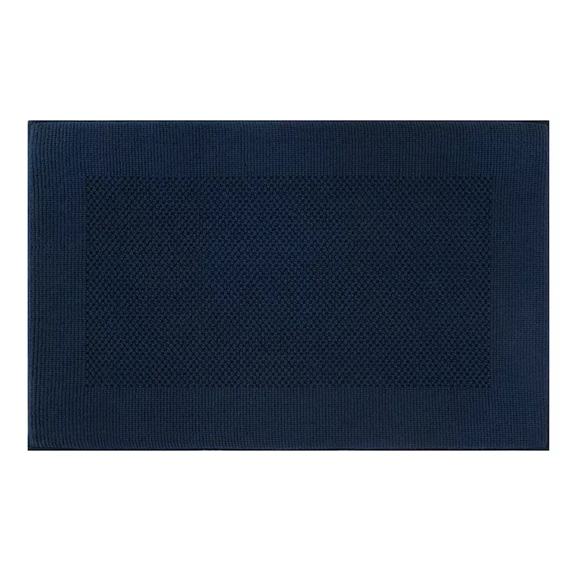 Navy Blue Waffle Border Memory Foam Bath Rug, 20x30