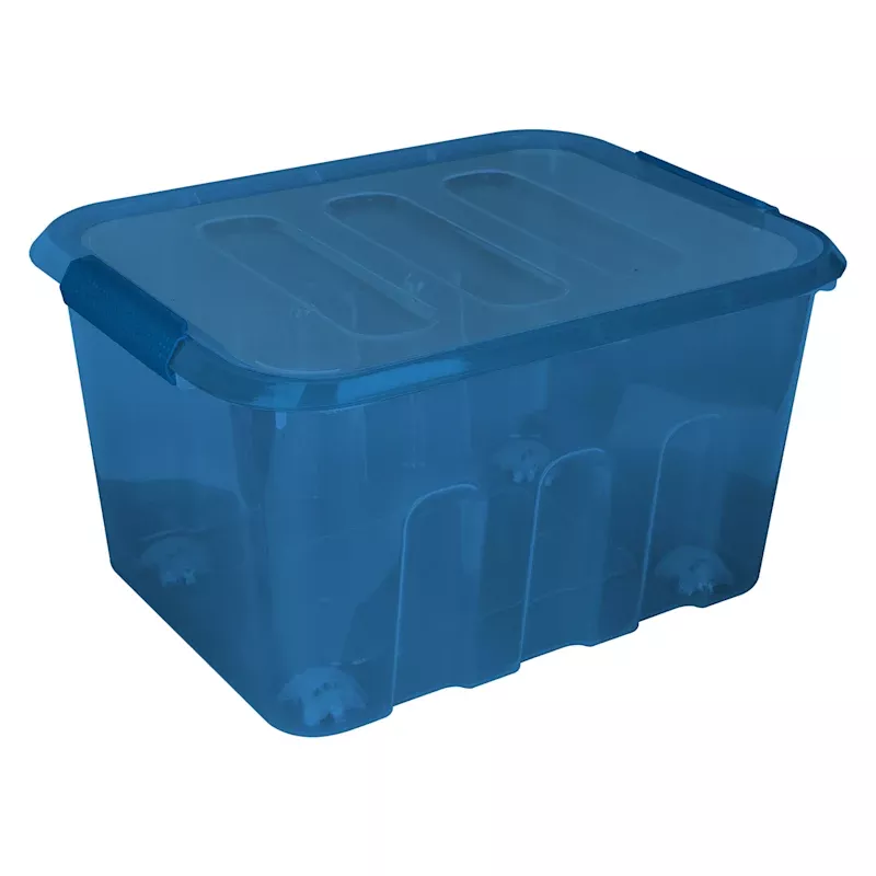 Navy Storage Tote with Latch, 32l