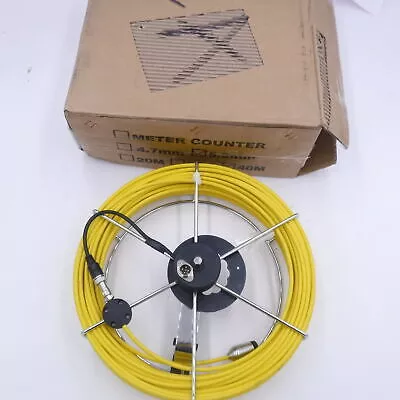 NO METER 40M Pipe Sewer Inspection Camera Cable Hard Cable Wire W/ Handle 5.2mm