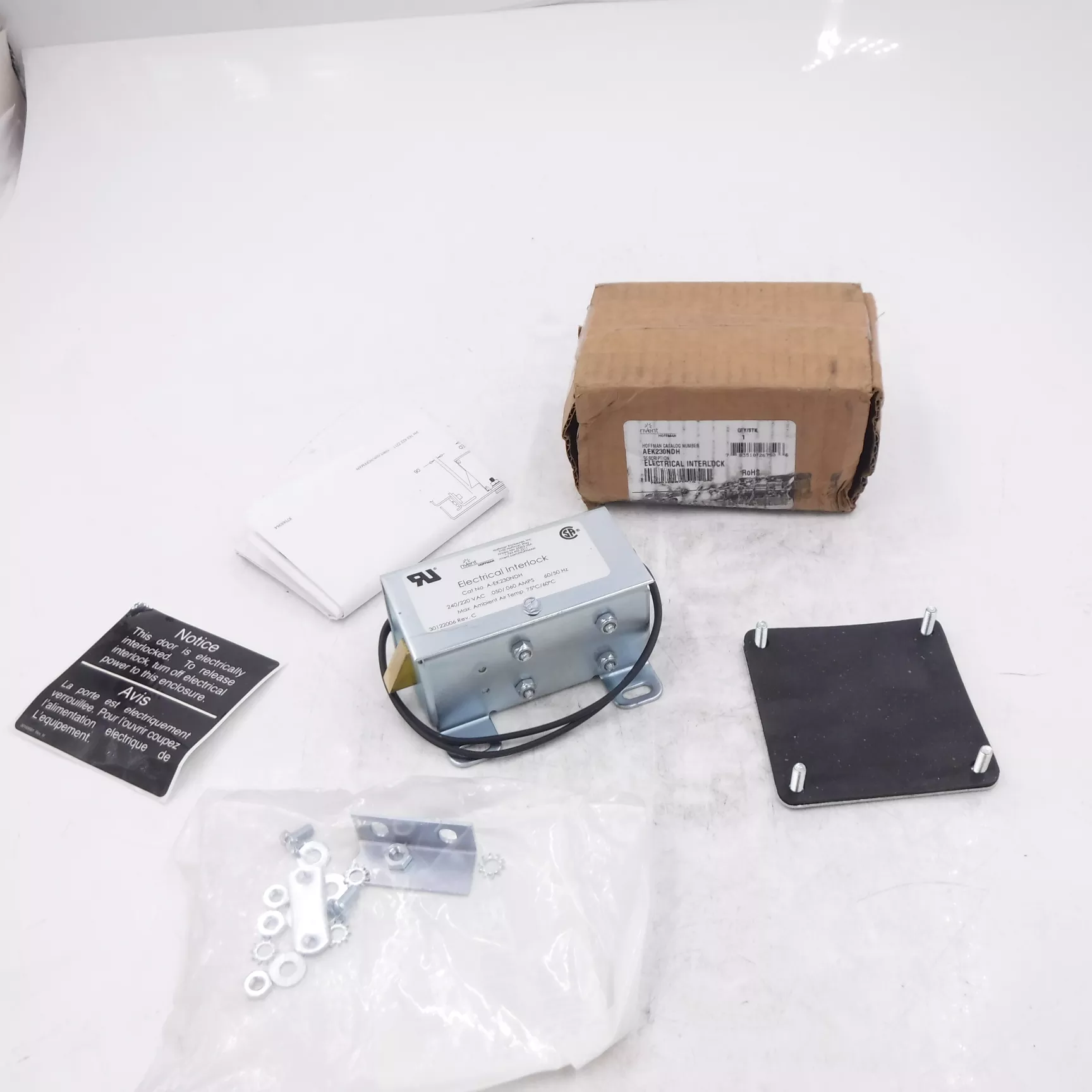 nVent Hoffman 230VAC 60Hz Steel Plated Electrical Interlock AEK230NDH