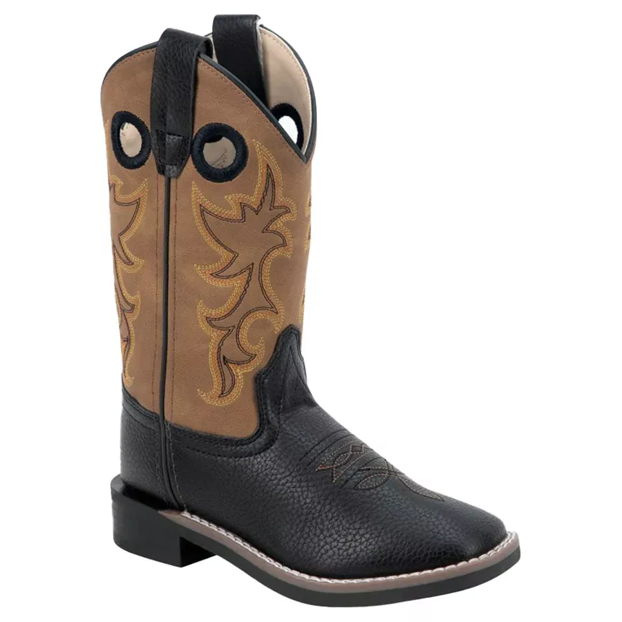 Old West Boy's Tumble Square Toe Boots - Black