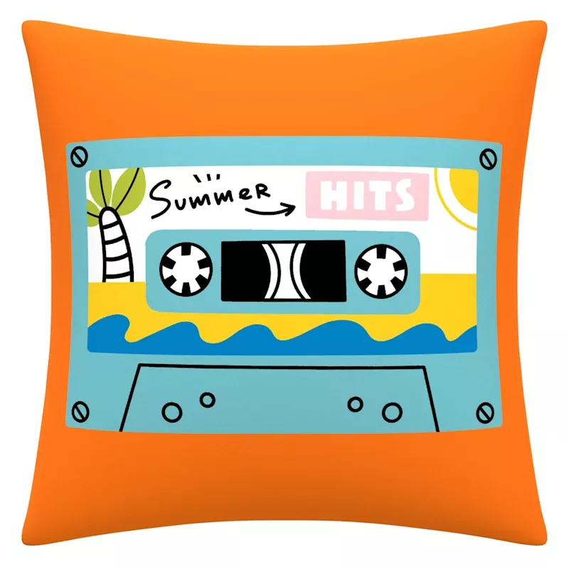 Orange Mix Tape Square Outdoor Throw Pillow, 16"