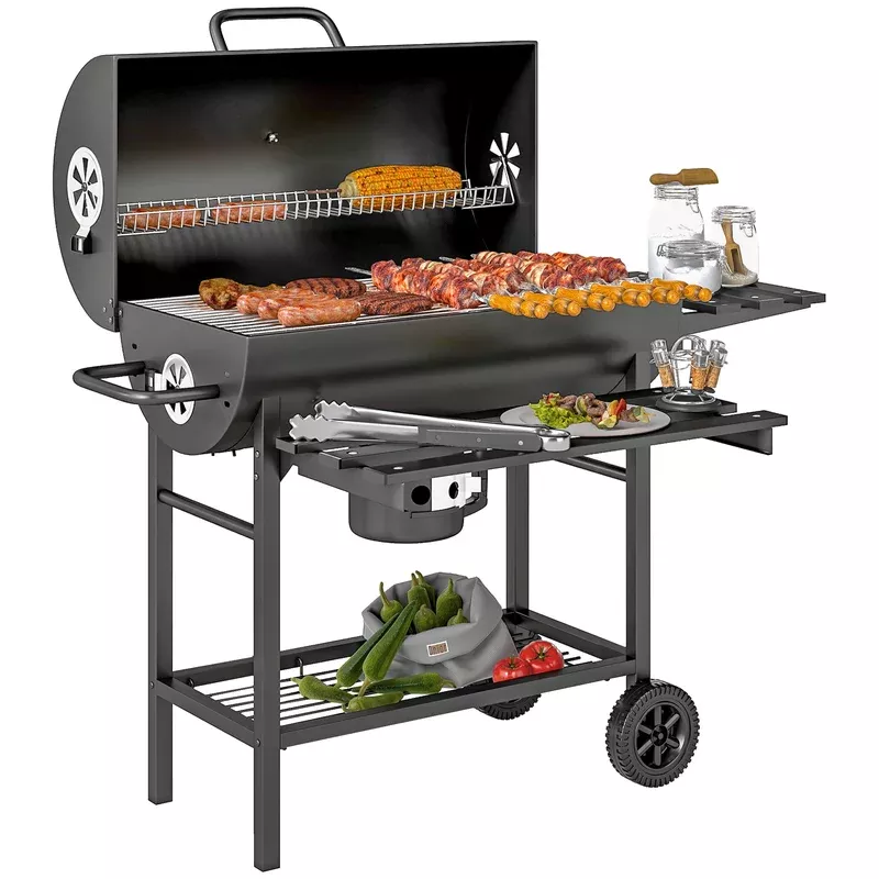Outsunny Charcoal Bbq With Foldable Shelf