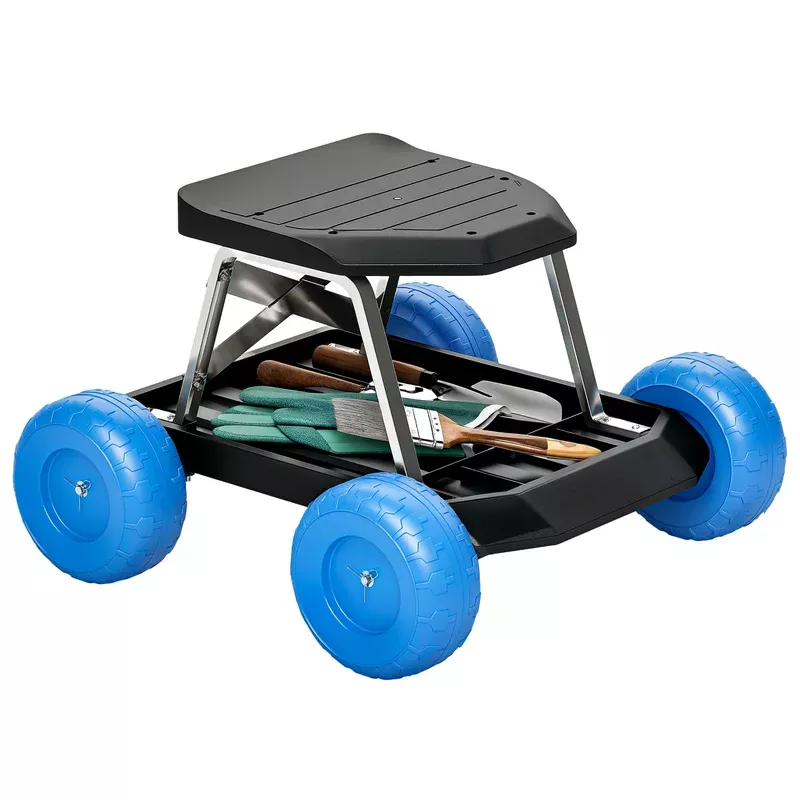 Outsunny Garden Cart With Wheels Tool Tray For Weeding Planting
