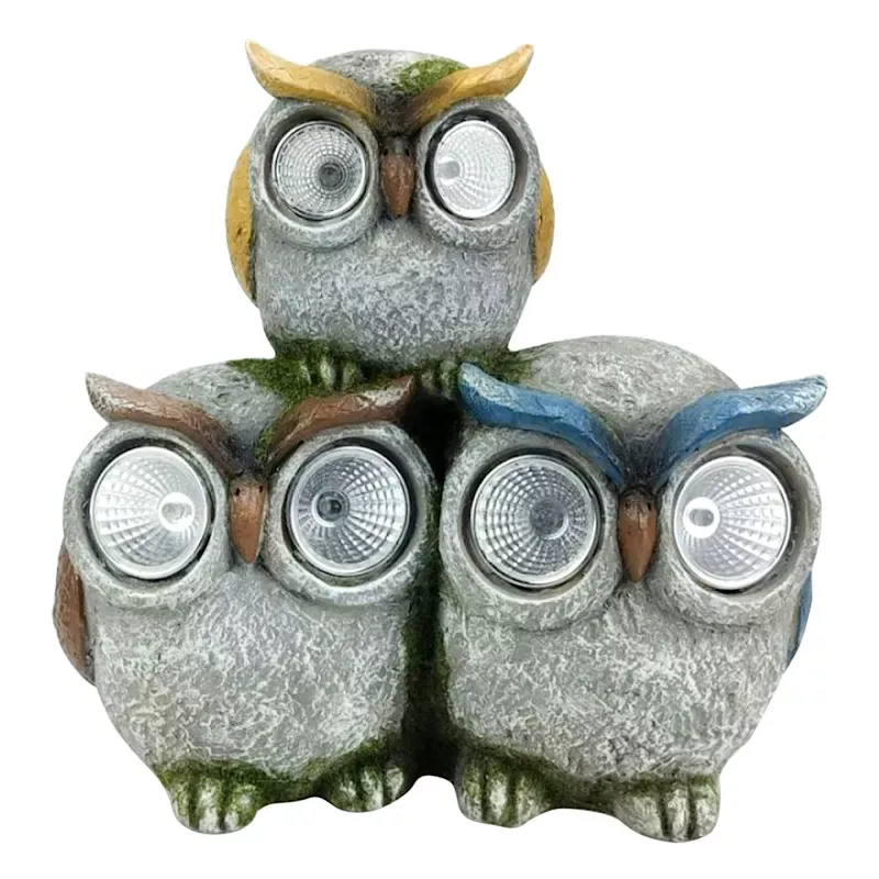 Owl Solar Outdoor Garden Statue, 4"