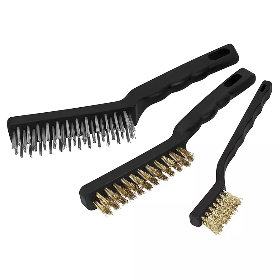 Performance Tool Brass & Stainless Steel Wire Brush Set - 3 pcs