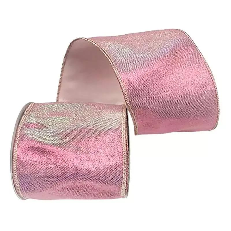Pink 4" Splash Metallic Ribbon, 5yd