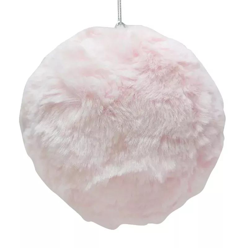 Pink Plush Ball Ornament, 4"