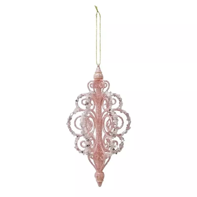 Pink Scroll Tree Ornament, 7.5"