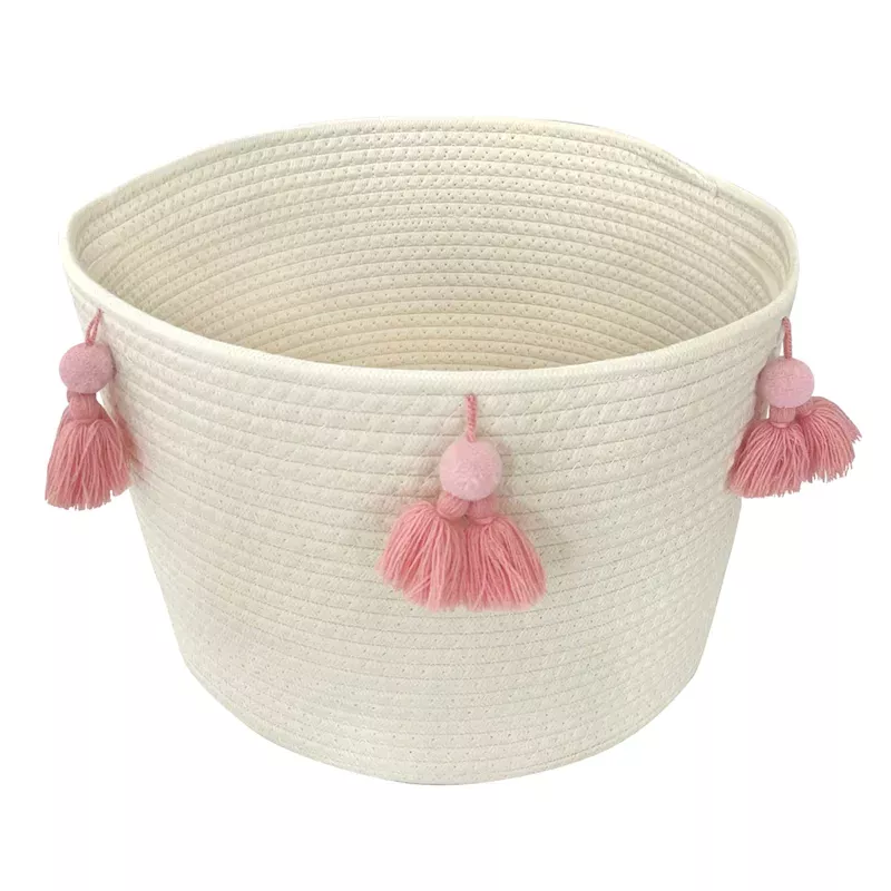 Poly Rope Tassel Storage Basket, Small