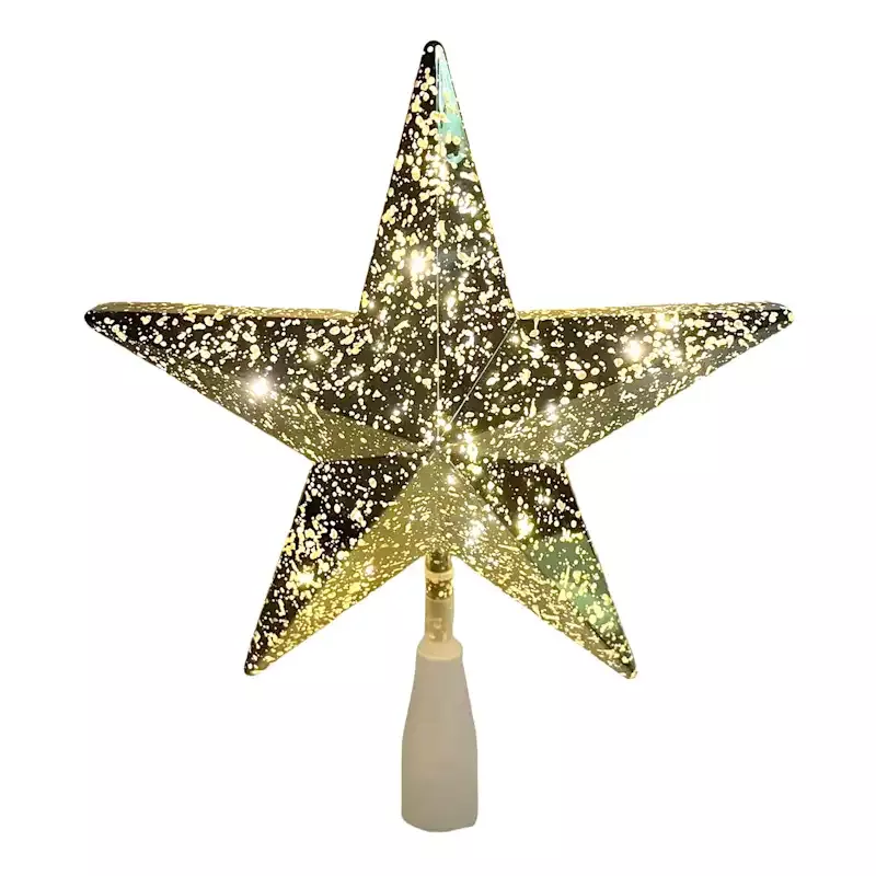 Pre-Lit Gold Mercury Star Tree Topper, 10"