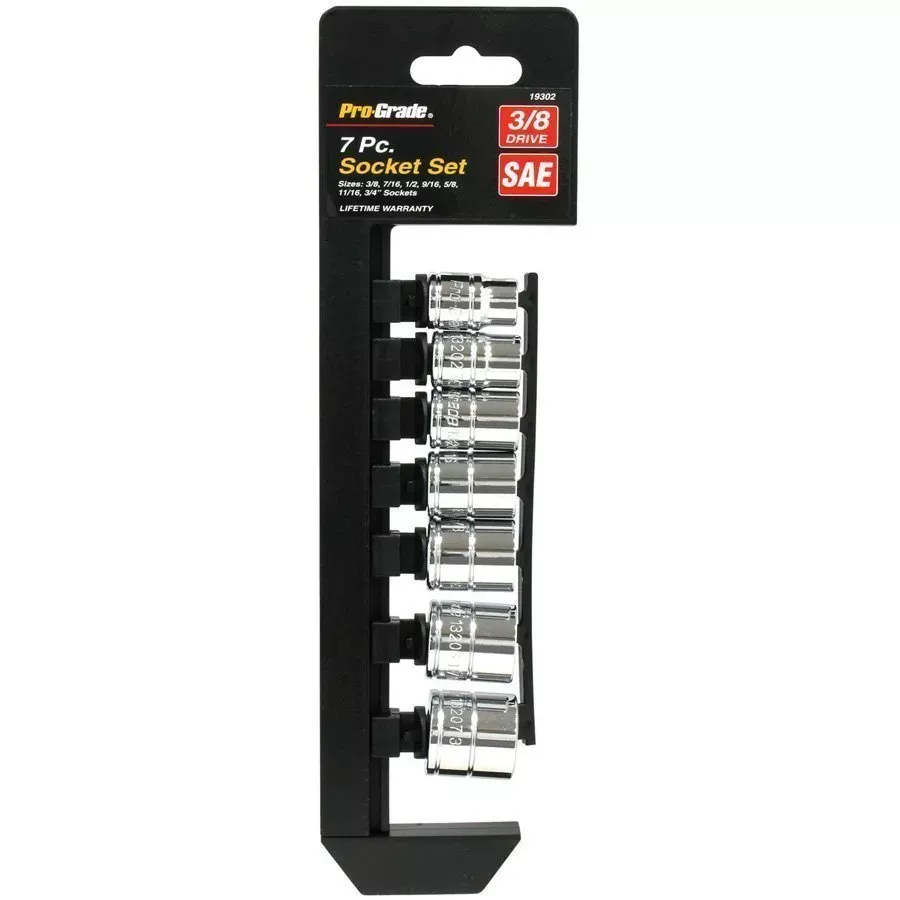 Pro-Grade 7 Pc. 3/8" Drive Sae Socket Set W/ Rail