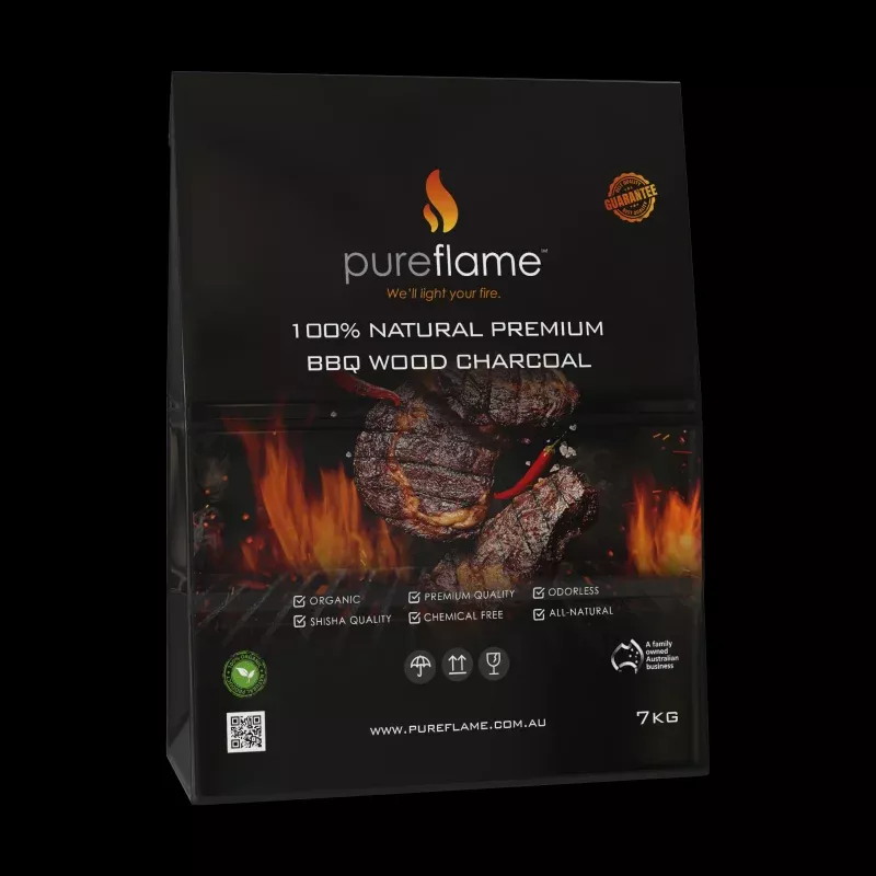 Pure Flame Premium BBQ Charcoal – 7kg Bag (50-100mm sized lumps)