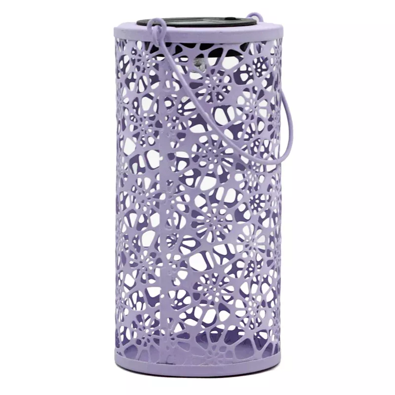 Purple Metal Solar Outdoor Lantern, 8"