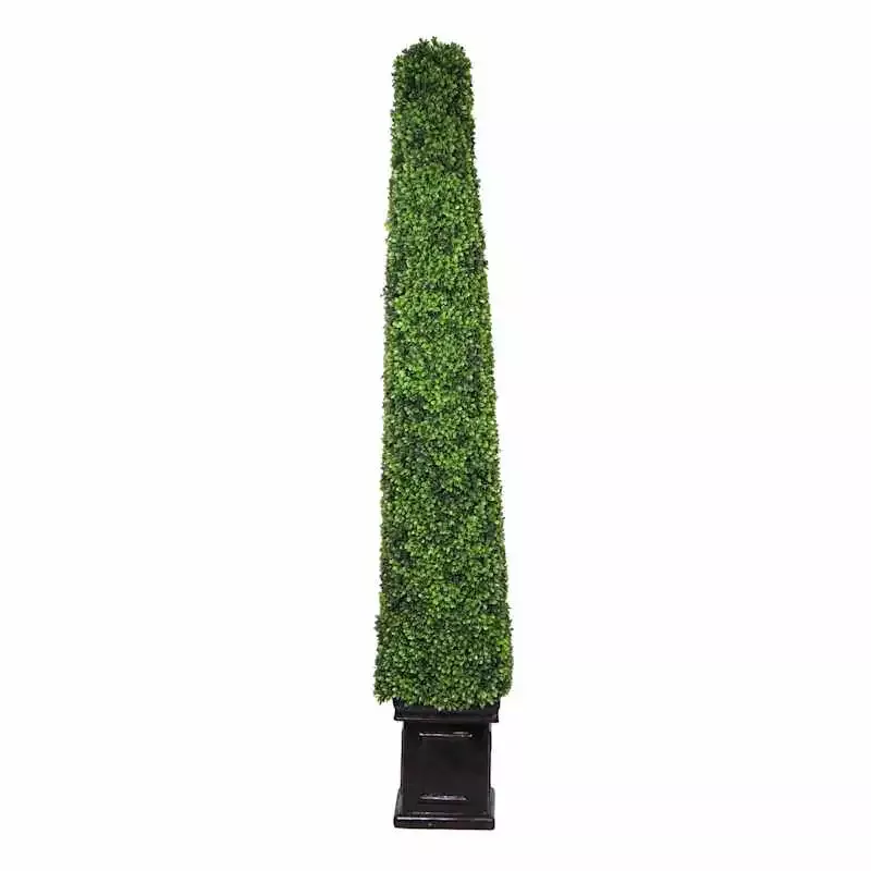 Pyramid Boxwood Topiary Tree, 61"
