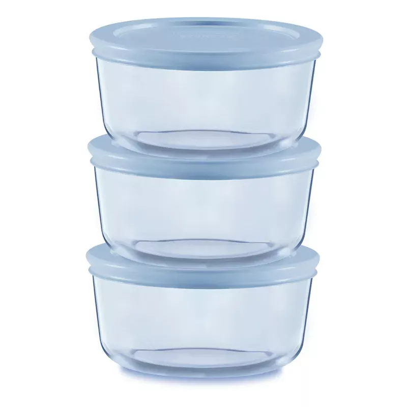 Pyrex 6-Piece Blue Round Glass Food Storage Value Pack, 2-cup