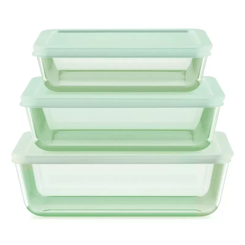 Pyrex 6-Piece Green Glass Food Storage Set, 3c/6c/11c