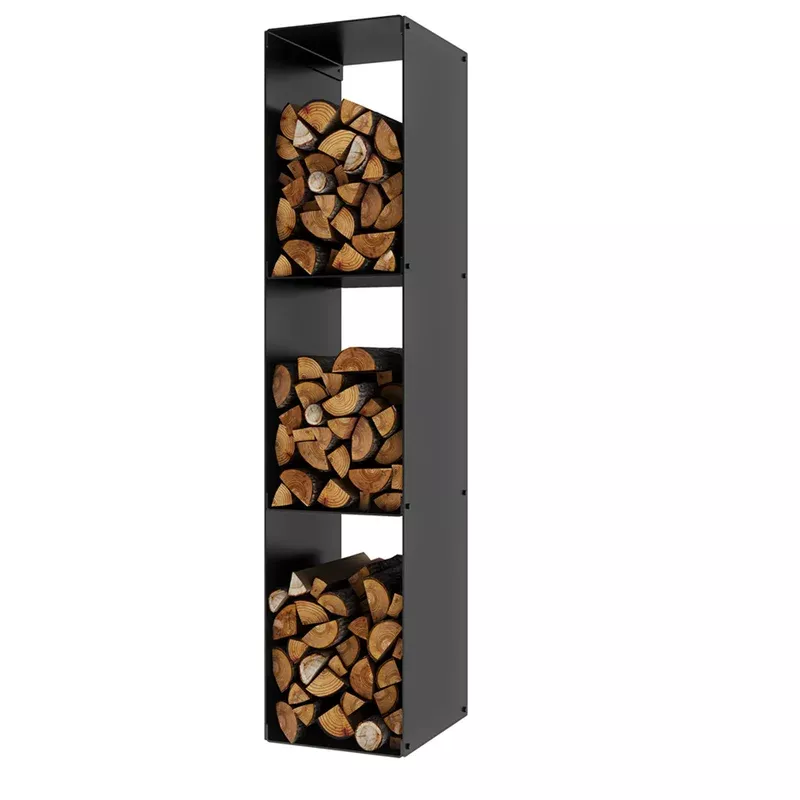 Rais Firewood Rack Three Compartments – Black