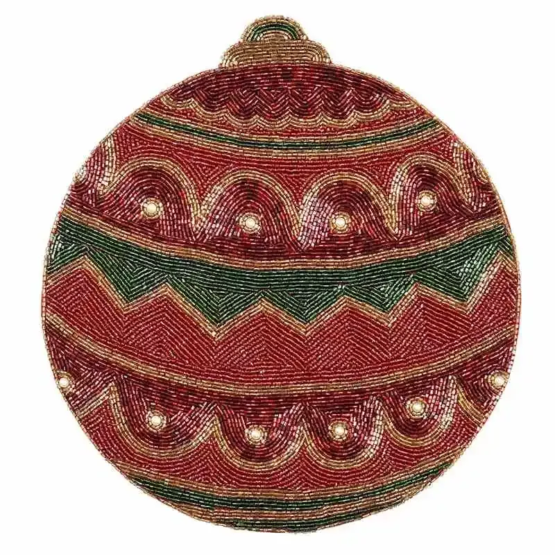 Red Beaded Ornament Placemat, 14"
