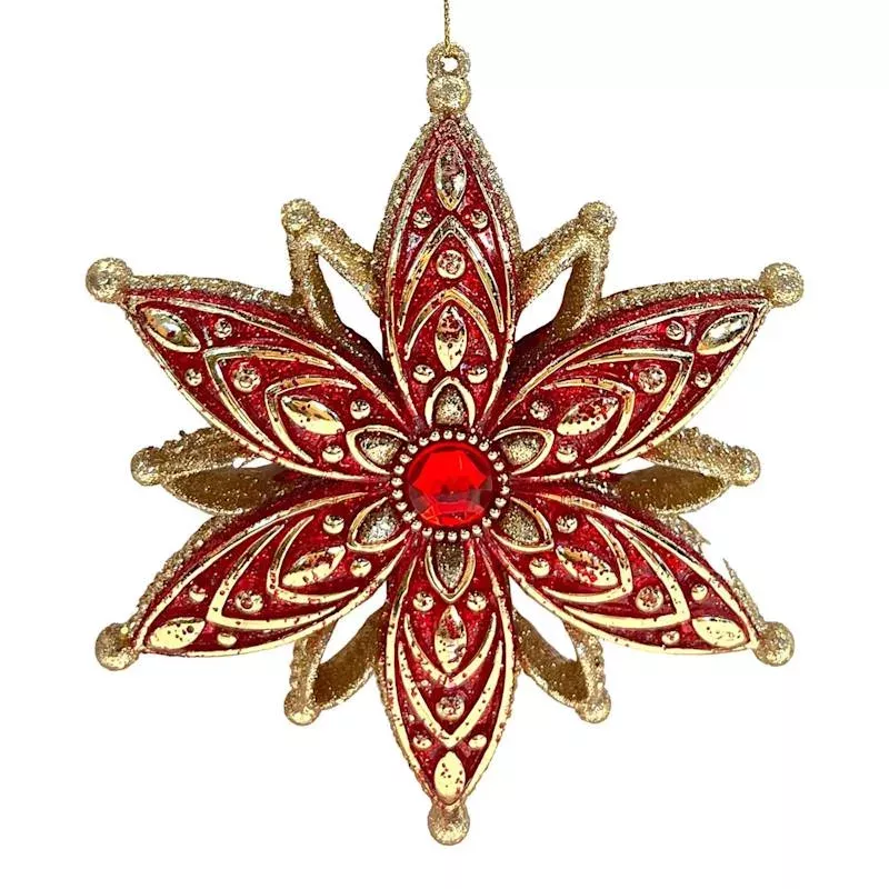 Red & Gold Gemstone Ornament, 5.5"