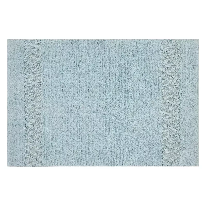 Reversible Light Blue Bath Rug, 17x24
