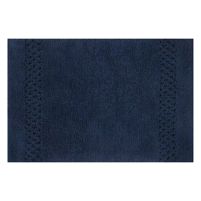 Reversible Navy Bath Rug, 17x24