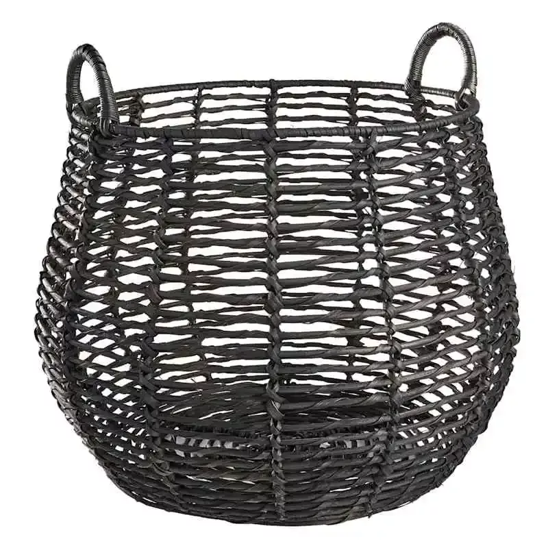 Rocco Black Rattan Storage Basket, Large