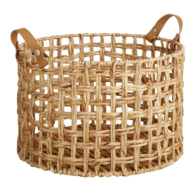 Round Weave Water Hyacinth Storage Basket, Large