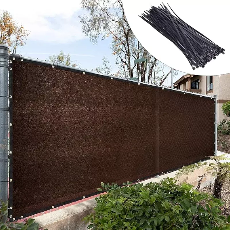 Royal Shade Custom Size 4′ x 45′ Brown Fence Privacy Screen Windscreen Cover Netting Mesh Fabric Cloth – Cable Zip Ties Included (We Make Custom Size)